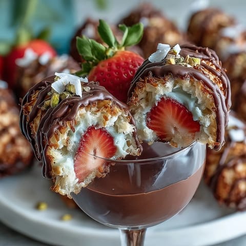 Dubai Chocolate Strawberry Cups with Kataifi and Pistachio Cream: golden kataifi nests filled with dark chocolate, topped with strawberry slices and luscious pistachio cream.