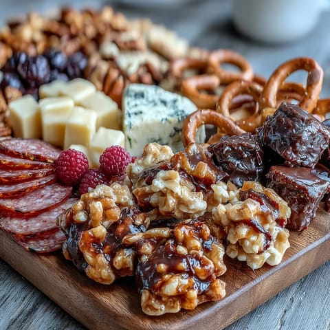 Grad Party Snack Board with Sweet and Savory Bites: Vibrant platter featuring savory meats, cheeses, and sweet fruits perfect for graduate gatherings.