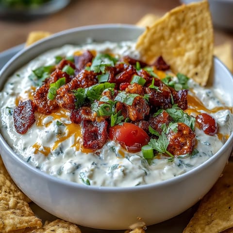Festive Cinco de Mayo loaded queso dip with chorizo, pico de gallo, and creamy melted cheese, served warm with crispy tortilla chips.