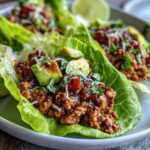 Juicy Turkey Taco Lettuce Wraps bursting with bold spices, ready for a low-carb meal.