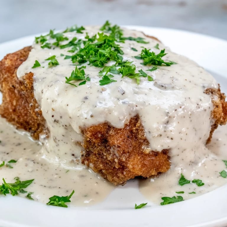 Picture this: a generous serving of Chicken Fried Steak, smothered in a rich, white gravy.