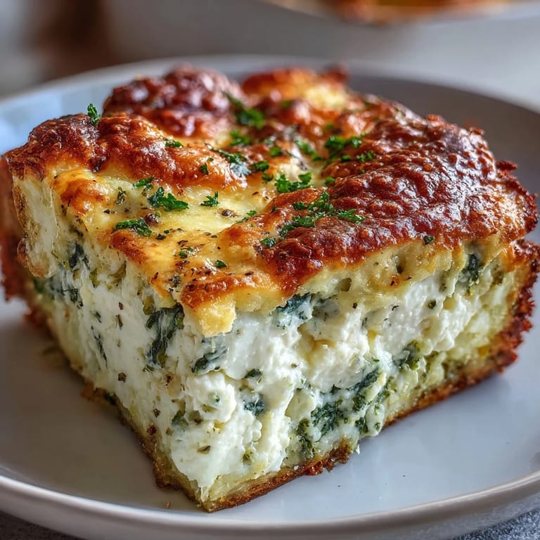 Serving suggestion for High Protein Spinach Artichoke Bake paired with fresh cherry tomatoes on a rustic table setting.