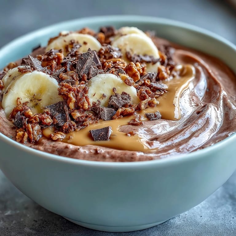 This thick and creamy Chocolate Peanut Butter Smoothie Bowl features rich cocoa, banana slices, and crunchy granola for the perfect breakfast.