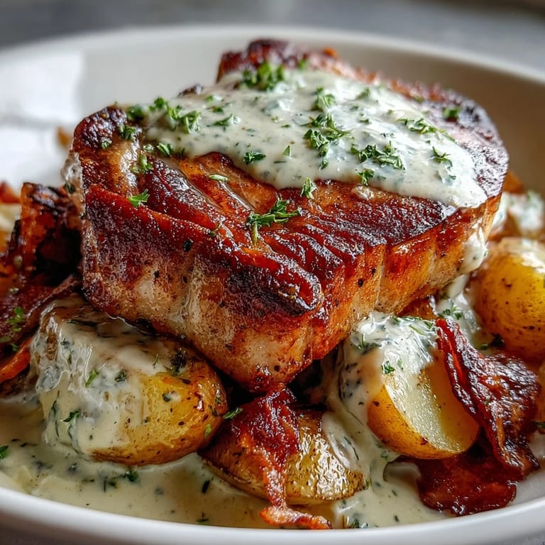 Hearty Crockpot Ranch Pork Chops with tender potatoes and carrots in a velvety ranch sauce, ready to serve for dinner.