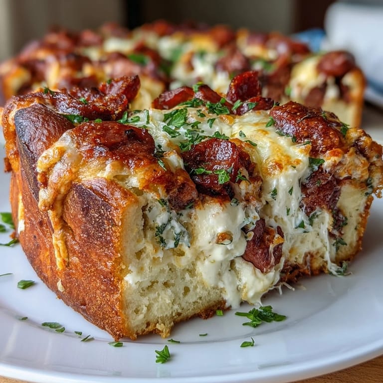 Rich layers of ricotta, mozzarella, and diced salami encased in buttery pastry, a savory Italian classic for festive gatherings.