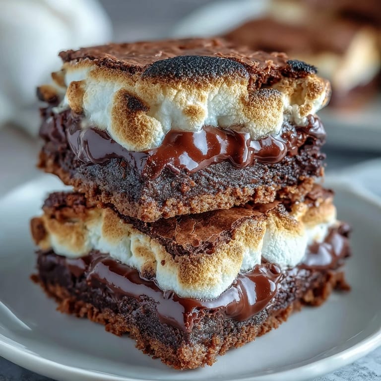 S'mores-inspired brownie cookies topped with golden toasted marshmallows, chocolate chips, and graham cracker crumbs for a campfire treat.