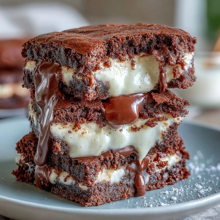 Decadent brownie cookies filled with creamy cheesecake-style cream cheese for a sweet, indulgent dessert.