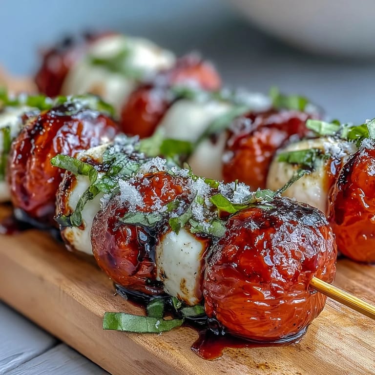 Bright Caprese skewers appetizer bites, ready for summer entertaining.