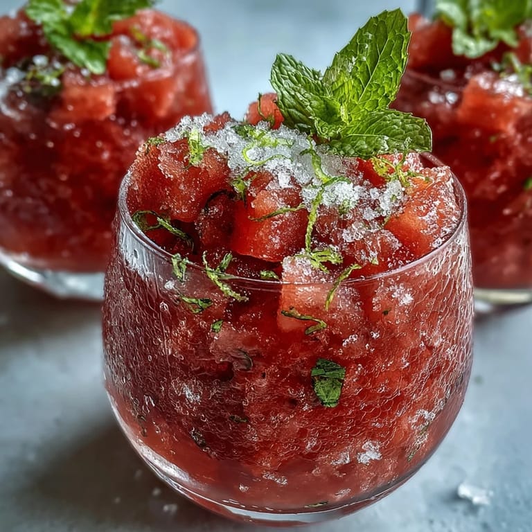 Our Watermelon Mint Frosé: sweet slushy beverage, perfect for a sunny afternoon.