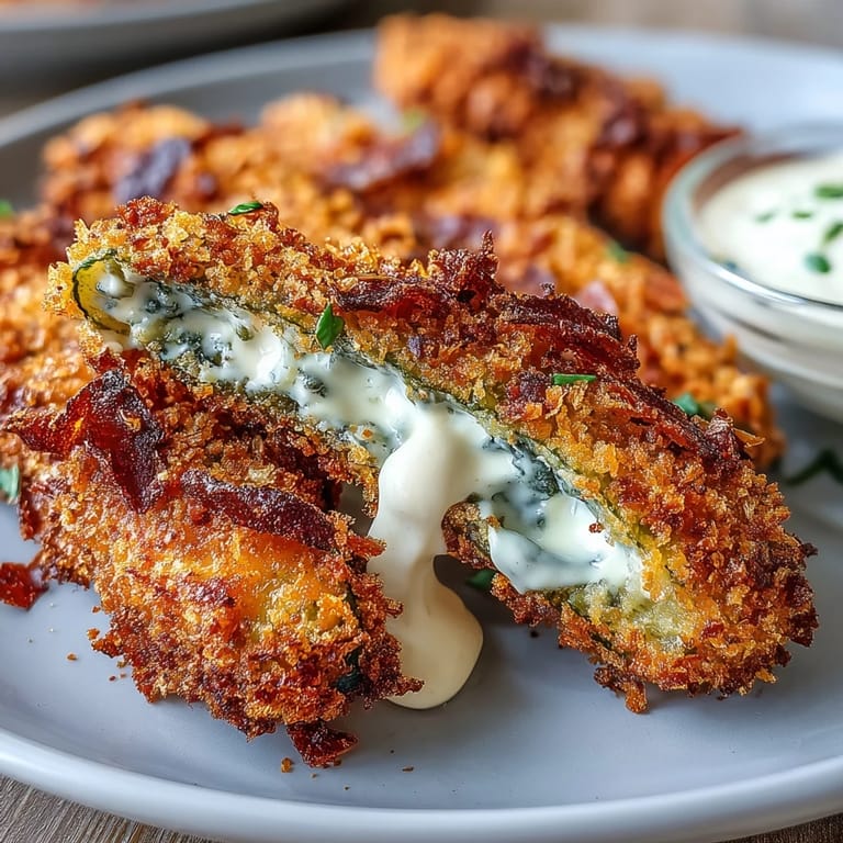 Air fryer pickle fries piled high, perfect appetizer with zesty homemade spicy mayo.
