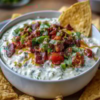 Festive Cinco de Mayo loaded queso dip with chorizo, pico de gallo, and creamy melted cheese, served warm with crispy tortilla chips.